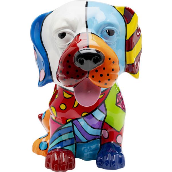 Deko Figur Dog Patchwork Bunt handbemalt Unikat 35x31x25cm
