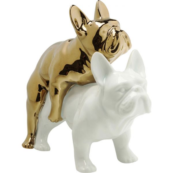 Deko Figur Love Dogs weiß Gold Porzellan 17,2x10,8x19,5cm