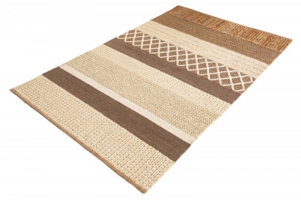 Teppich Inka braun elfenbein Hanf Wolle 160x1x230cm