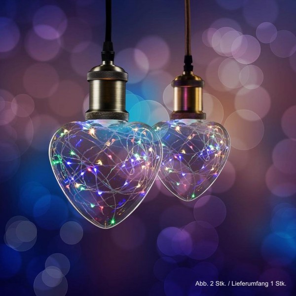 LED Effekt Leuchtmittel Lichterkette Herz E27 1,5W multicolor